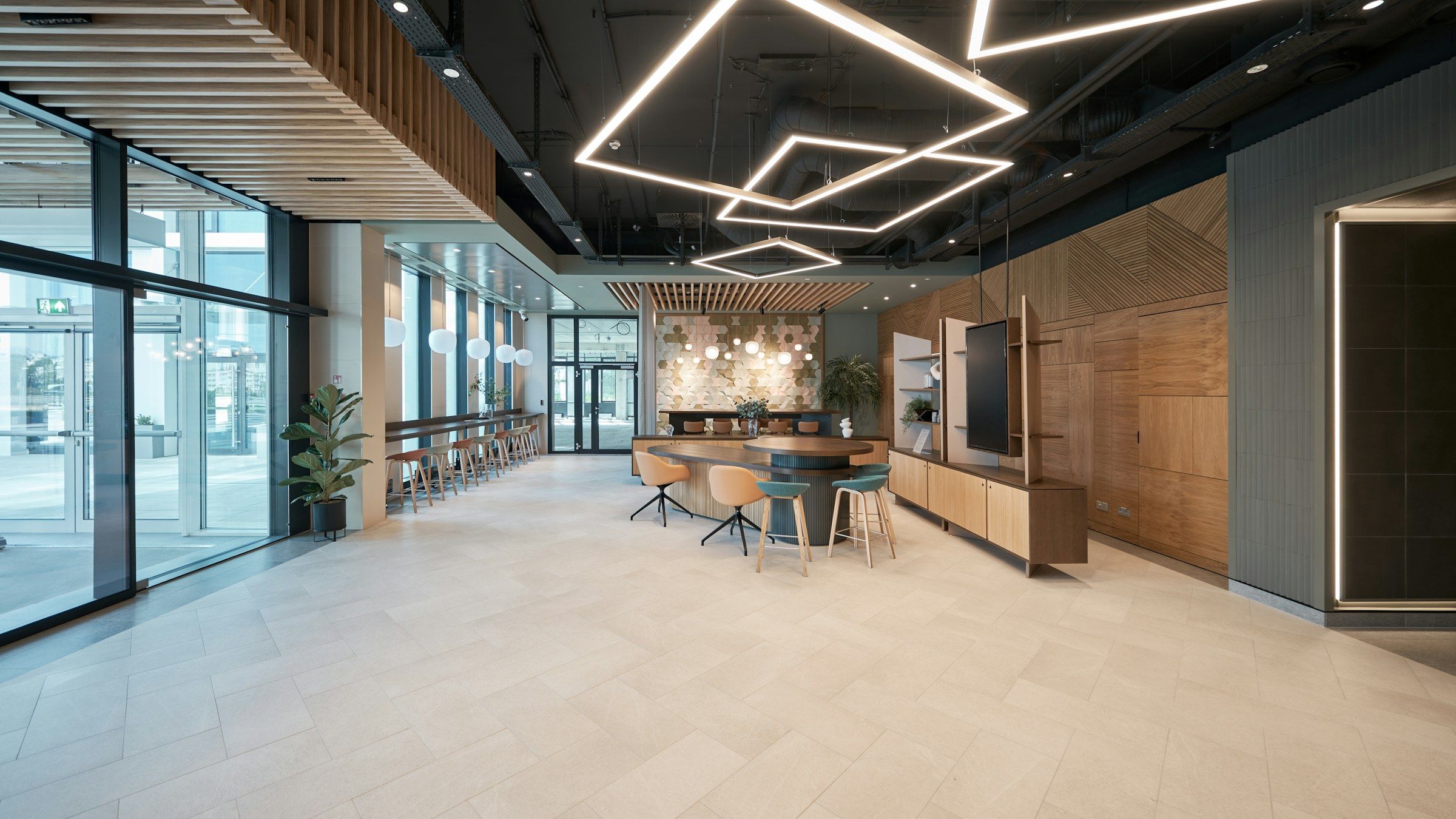 A bright, spotless commercial interior with gleaming floors